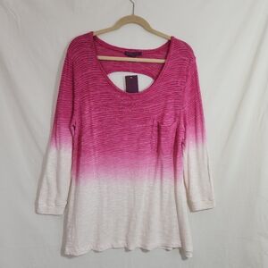 ombre activewear top z by zohba pink wht womens tunic casual sz xxl nwt